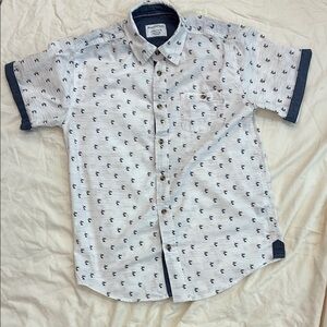 Boys’ Distortion Brand White Patterned Short Sleeve Shirt